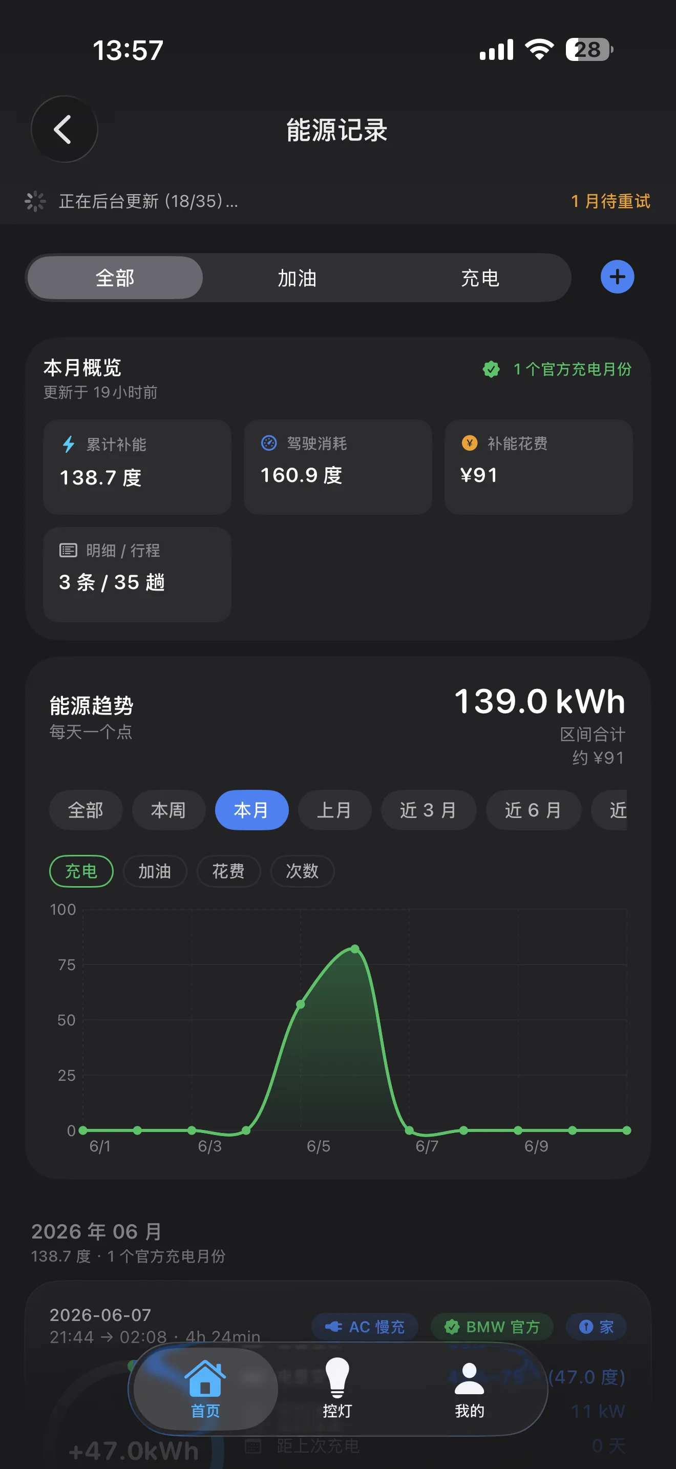 Energy records Android app screenshot