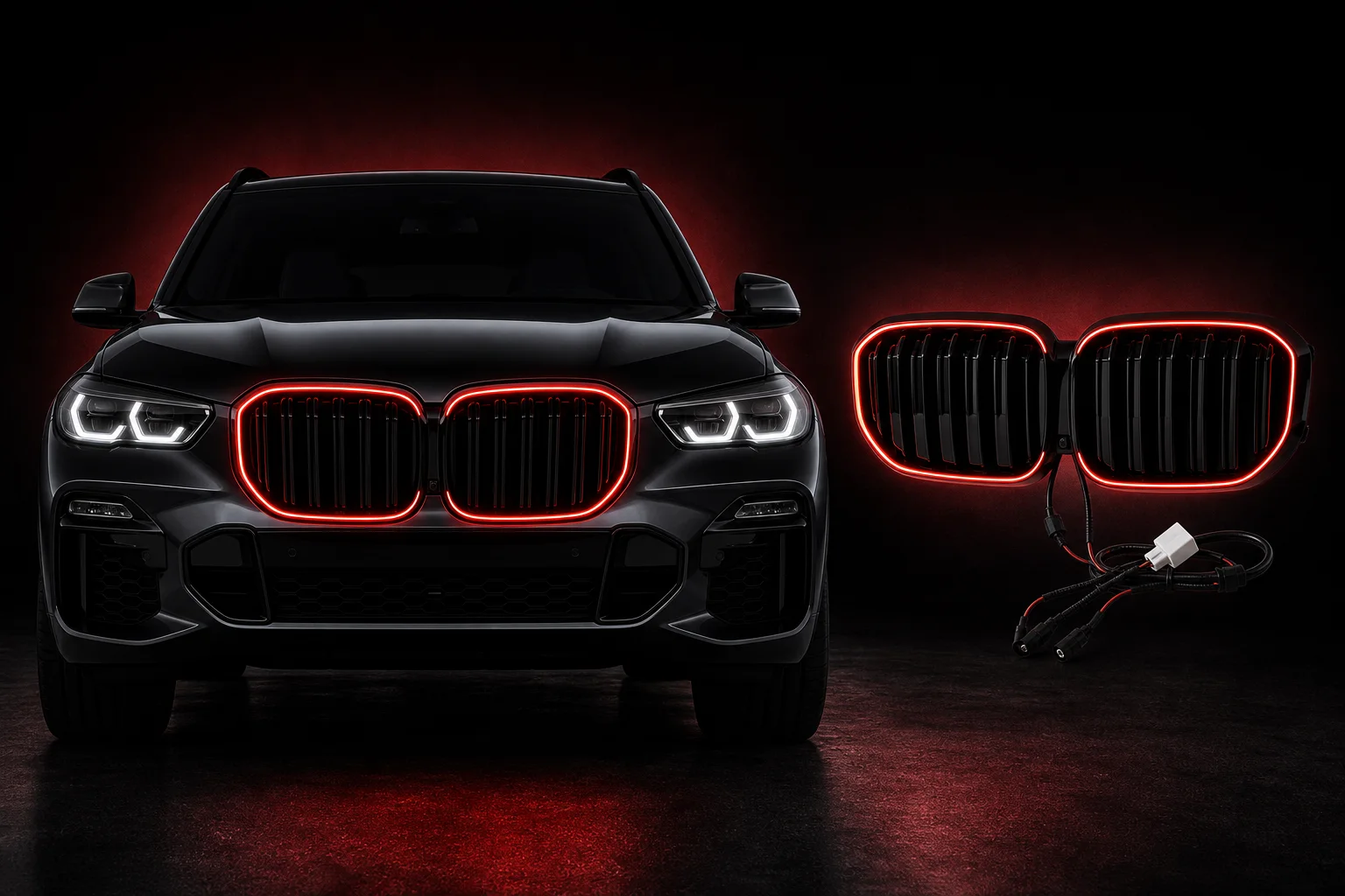 Red illuminated grille render