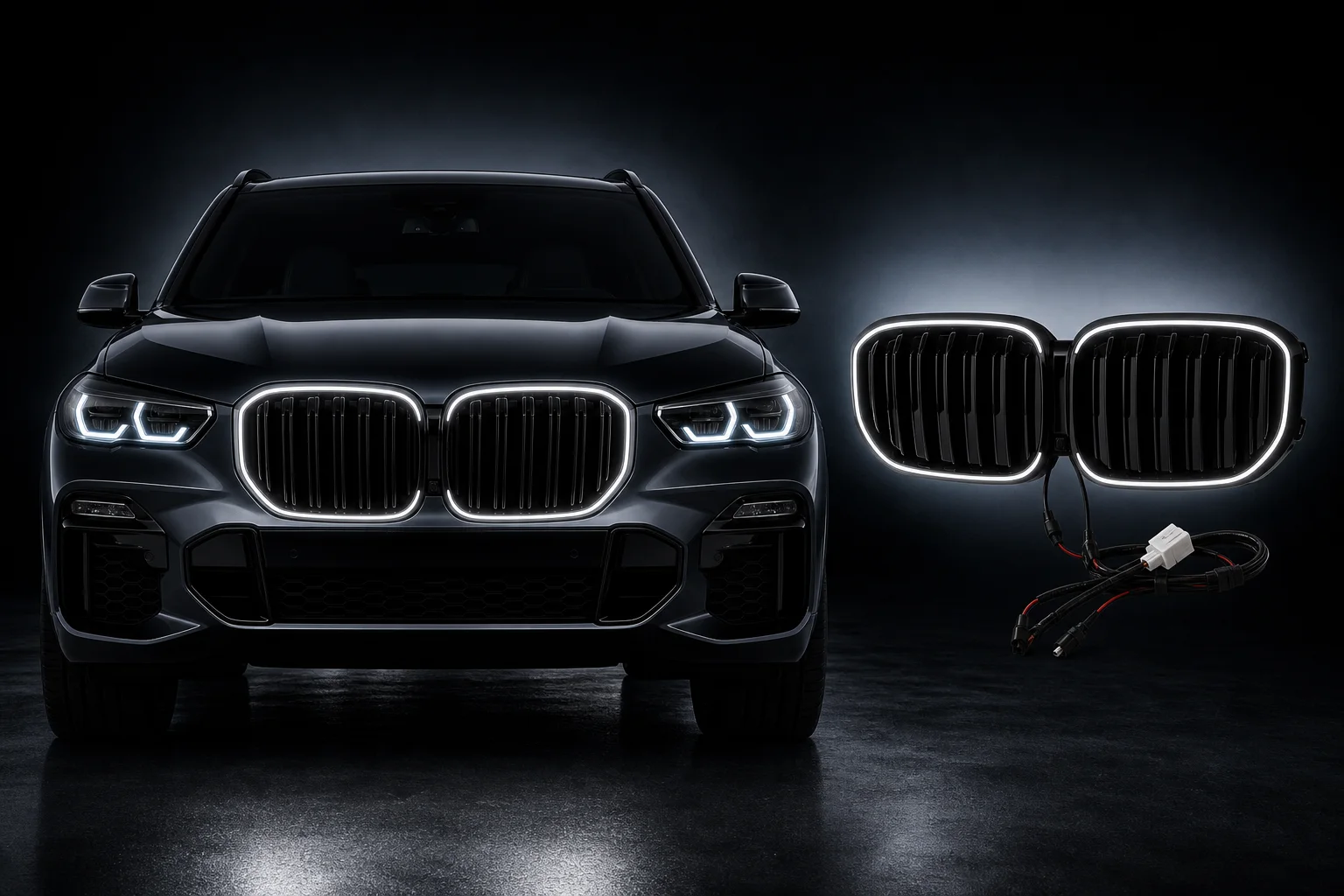 Pure white illuminated grille render